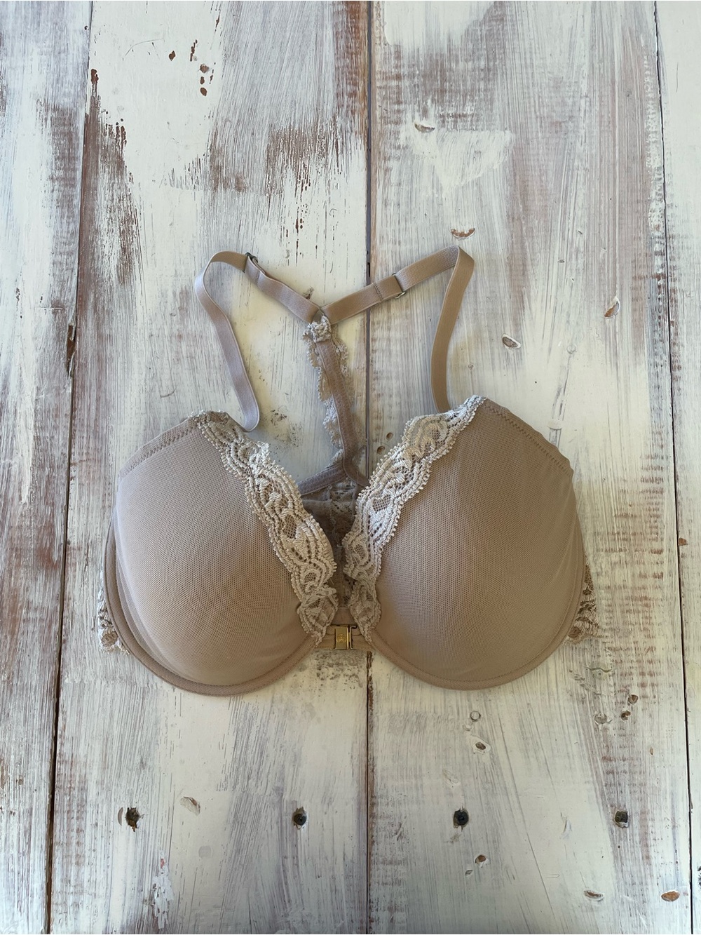 Natori Taupe Lace-Trim Convertible Bra